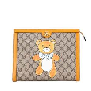 GUCCI Cream Leather Clutch Bag